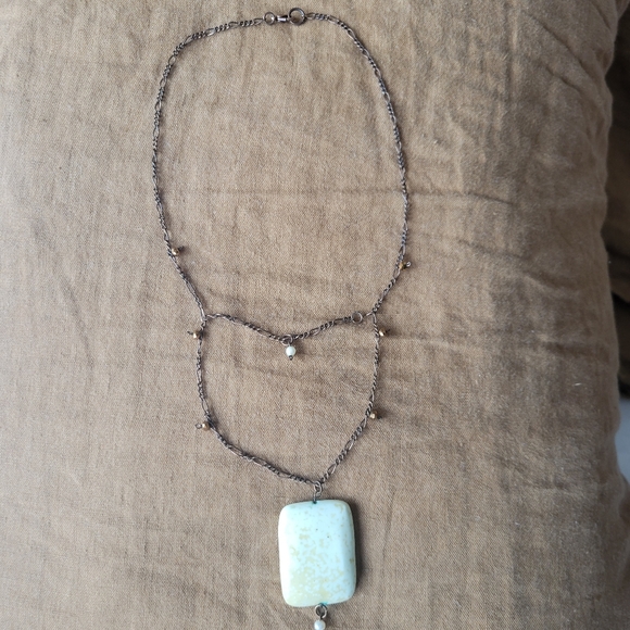 Earthy and unique: Copper chain, Chrystal, and Stone necklace. Canadian made. - Picture 3 of 3